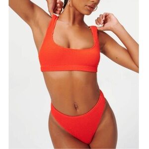 Good American Always Fits Swim Bikini, Bright Poppy size 1-2